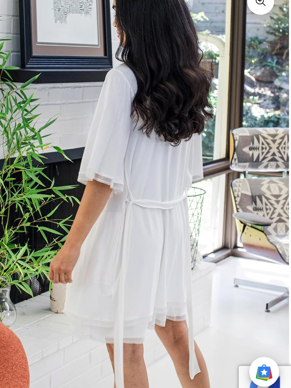 YALA Robe - white “IRIS KIMONO SLEEVE BELTED BAMBOO LACE ROBE”